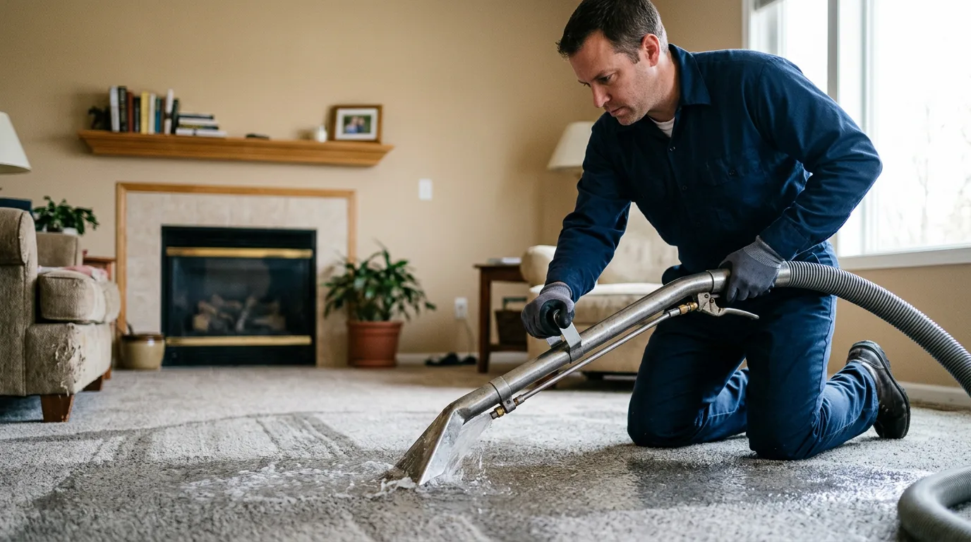 Water damage restoration technician working near Beecher City, IL